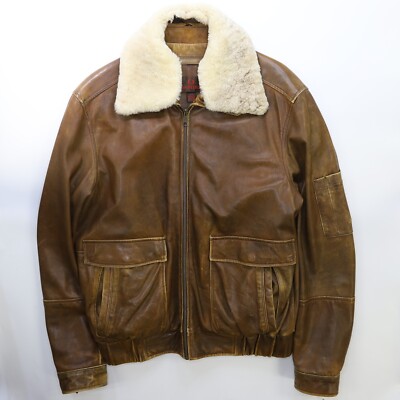 Danier Leather Bomber Jacket Size Large Brown Sherpa Collar