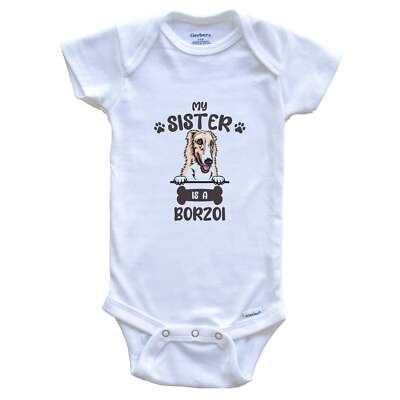 My Sister Is A Borzoi Cute Dog Breed Baby Bodysuit