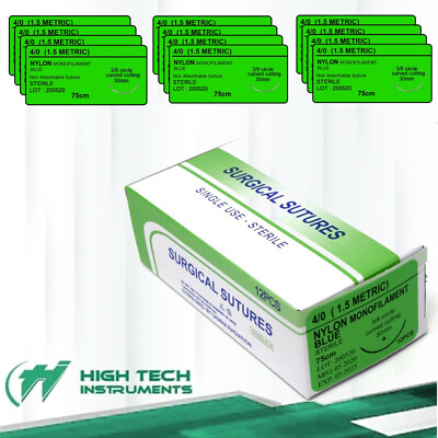 Nylon 4/0 Training Sutures Emergency First Aid Home Wound Treating 12 pcs