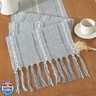 Farmhouse Decor Boho Table Runner with Macrame, Elegant Dusty Blue Coffee Table Runners 108 Inches Long, Rustic Home Decor Boho Decorations for Dining Room Kitchen Baby Bridal Shower (13