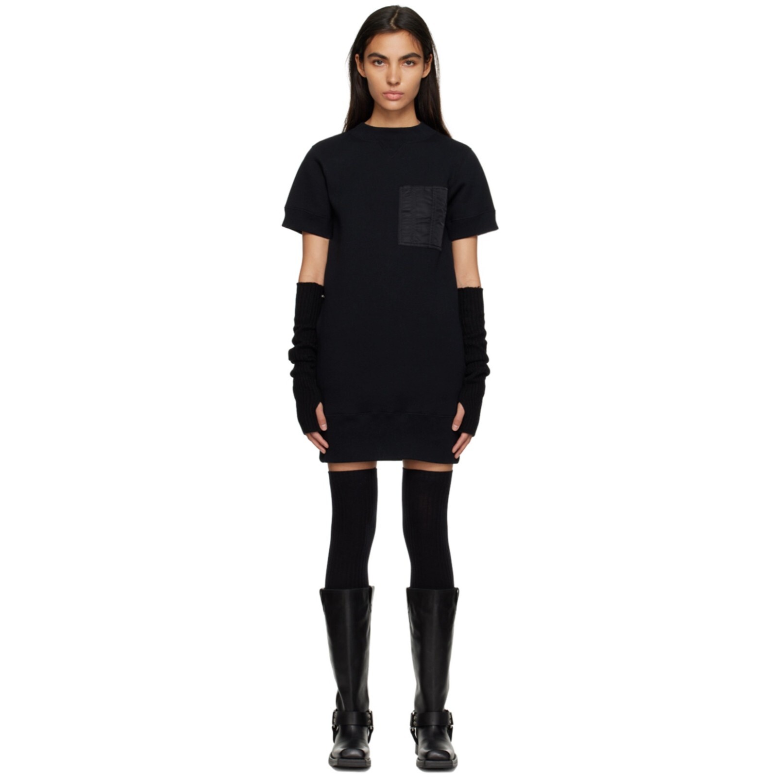 SACAI Sponge Sweatshirt Black Pocket Minidress Dress size 1 SACAI Sponge Sweatshirt Black Pocket Minidress Dress size 1