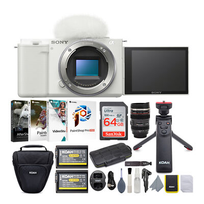 Sony Alpha ZV-E10 APS C Vlog Camera Body White Content Creators Bundle