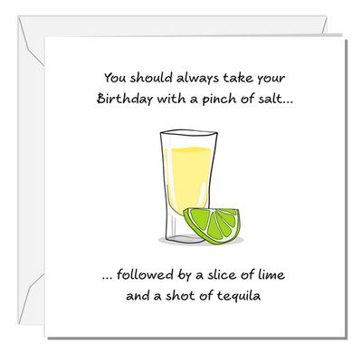 SWIZZOO Funny Tequila Birthday Card Humor Drinking Adult Drunk Party Gin Vodka
