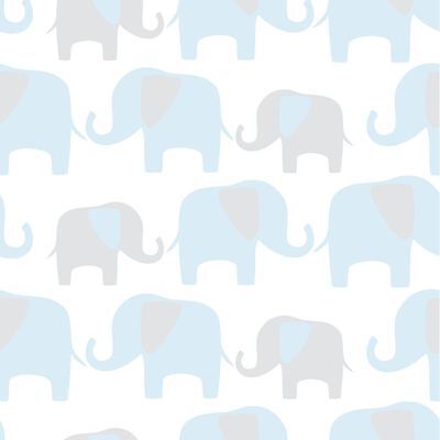 NuWallpaper Elefant Parade Abziehen und Aufkleben Tapete - Blau NU1404