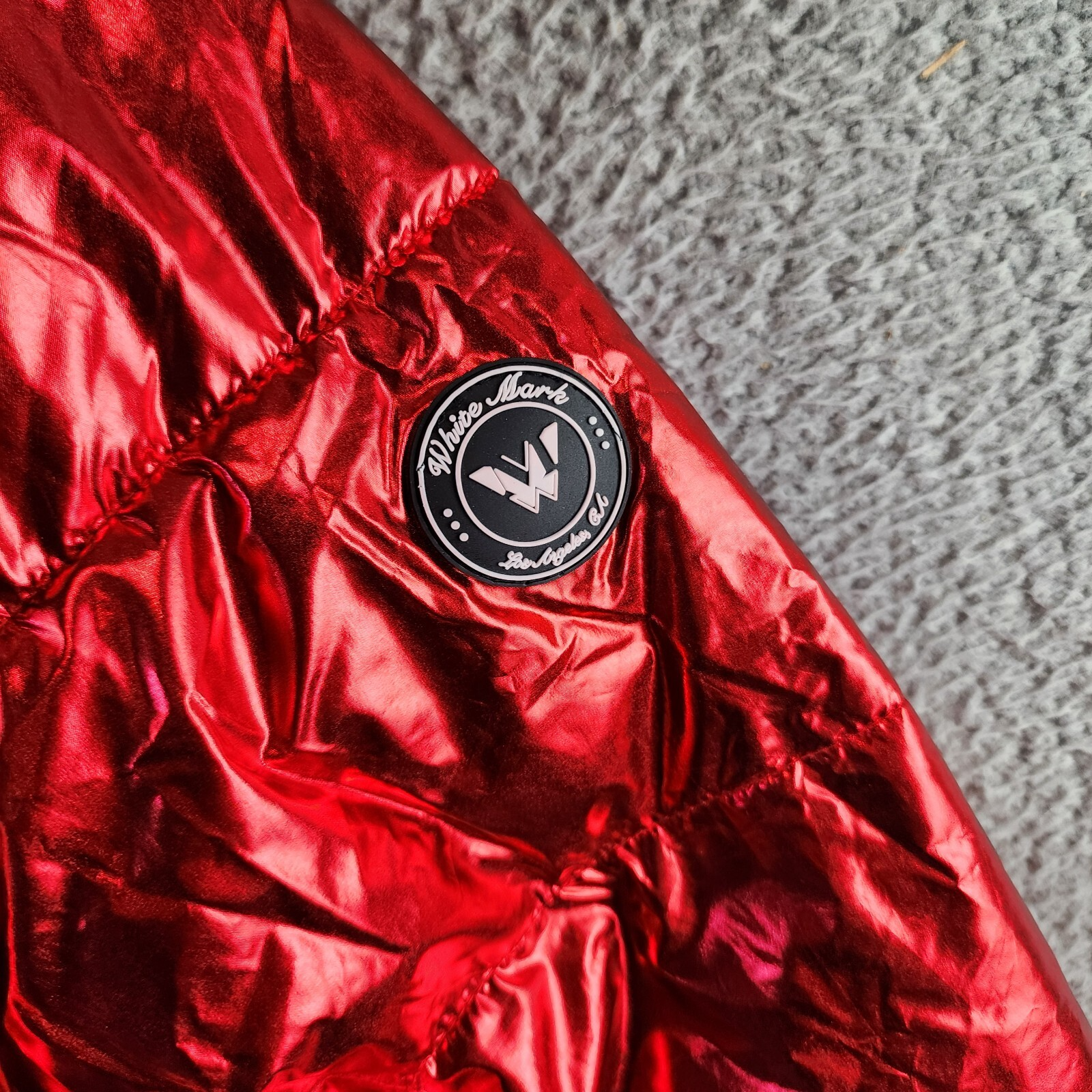 White Mark Plus Size Metallic Puffer Coat with Hoodie Womens 1XL Red Zip Closure - Picture 12 of 17