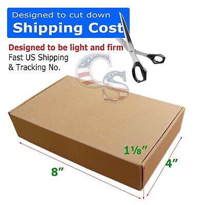 100 8x4x1 Easy Shipping Tapeless Packing Mailing Moving Boxes Corrugated Carton