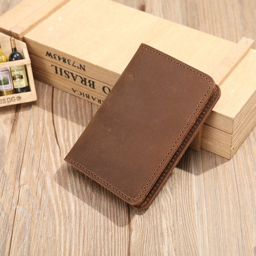 Men's Slim Bifold Wallet Genuine Leather Anti-Magnetic Card Holder RFID Blocking