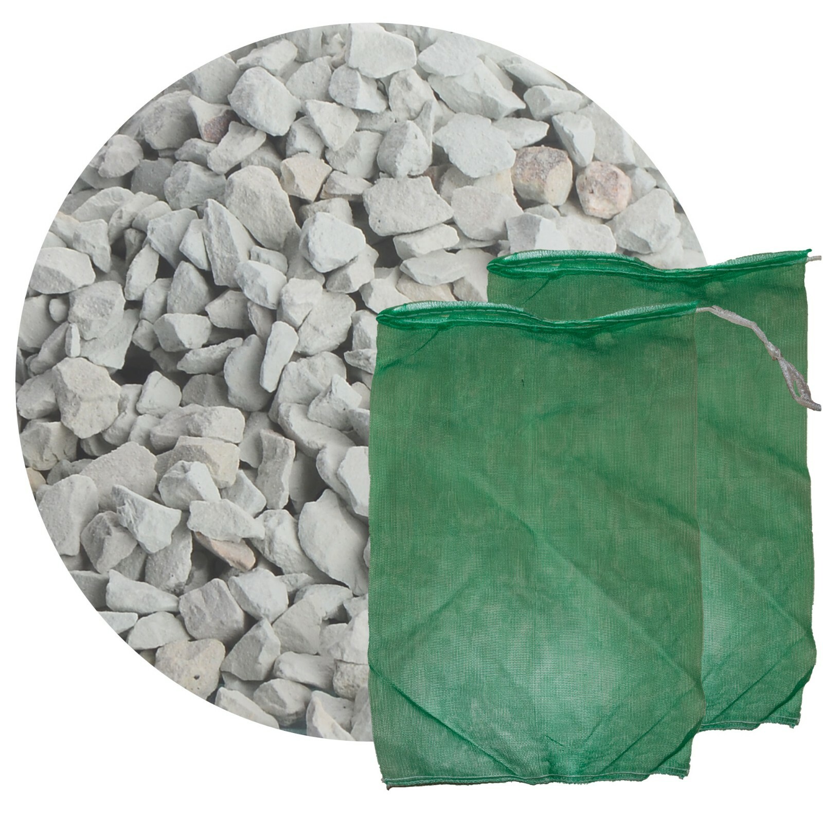 Zeolith 25 kg + 2  Filternetzbeutel Phosphatbinder Garten Teich Filtermaterial