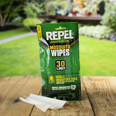Repel Insect Repellent Mosquito Wipes 30% Contains DEET  15-Count