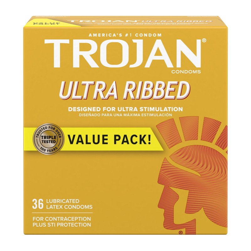 Ultra Ribbed Lubricated Condoms for Enhanced Stimulation, 36 Count