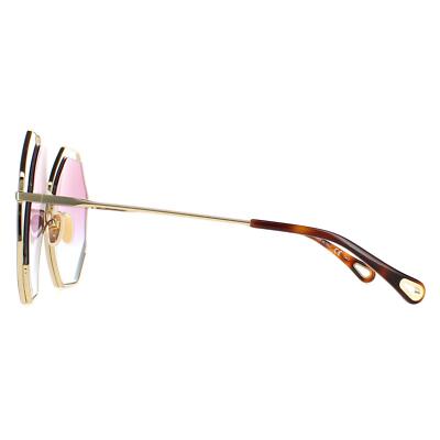 Pre-owned Chloé Chloe Sunglasses Ch0045s 003 Gold Blue Pink Gradient In Purple