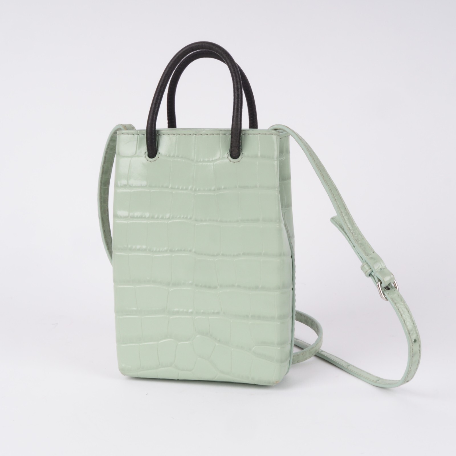 BALENCIAGA 593826 mini shopping bag crossbody croc embossed BALENCIAGA 593826 mini shopping bag crossbody croc embossed