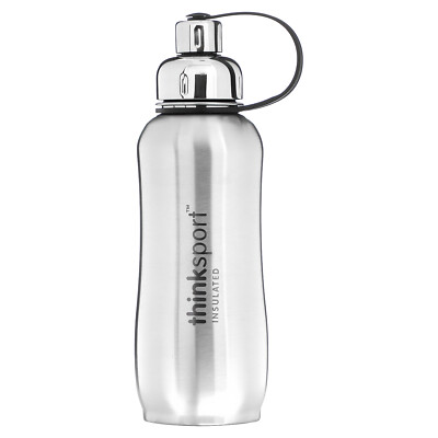 Think Thinksport Insulated Sports Bottle Silver 25 oz 750 ml B Corp, BPA-Free