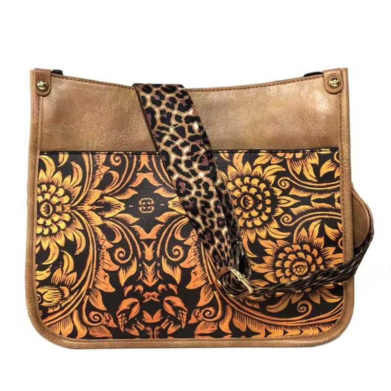 Leather Crossbody Bags for Women, Crossbody Purse with Guitar Strap Zipped Pocke