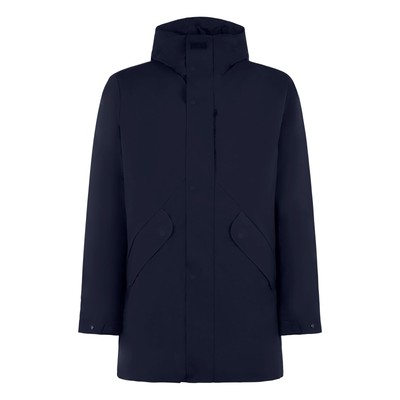 Pre-owned Mc2 Saint Barth Man Hooded Blue Voyager Parka Jacket With Sherpa Lining