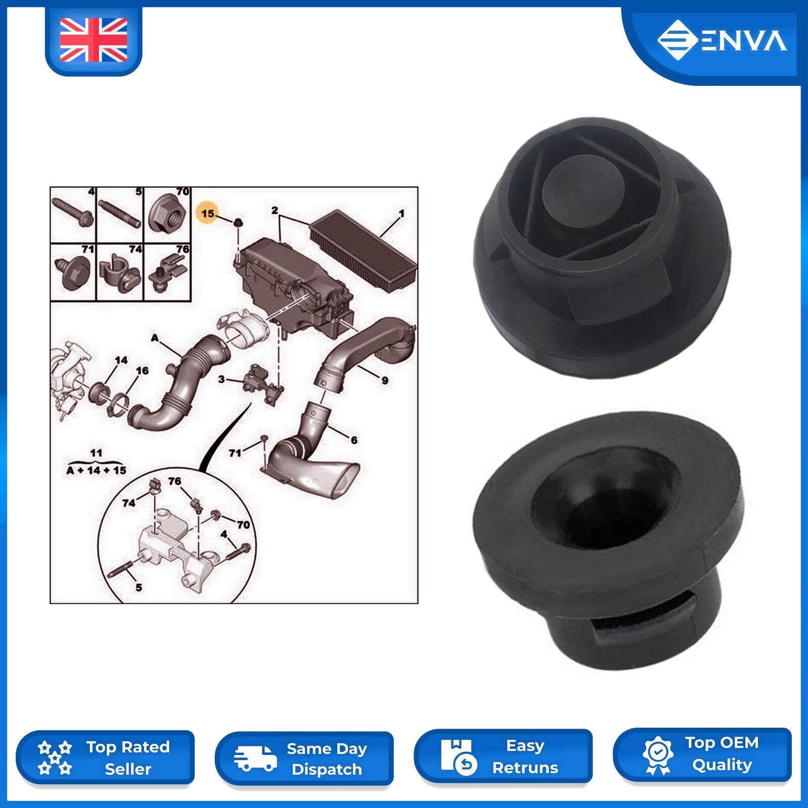 Robust Car Parts Air Filter Box Grommet (4-Pack) – Fits Citroen Peugeot 1.6 HDi 1422A3
