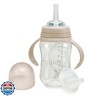 nouka Tritan Plastic Transitional Sippy Cup with Weighted Straw | Leak Proof and Easy Grip | Removable Handles | Soft Sand