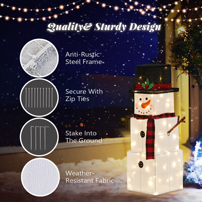 3 FT Lighted Snowman Outdoor Christmas Decoration with 75 LED Warm White Lights