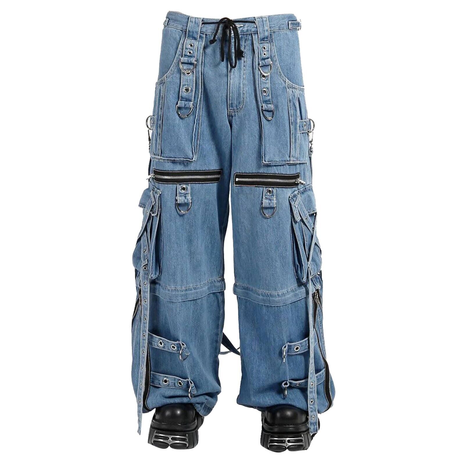 X Strap Denim Pants, Punk Baggy Cargo Jesns With Straps X Strap Denim Pants, Punk Baggy Cargo Jesns With Straps