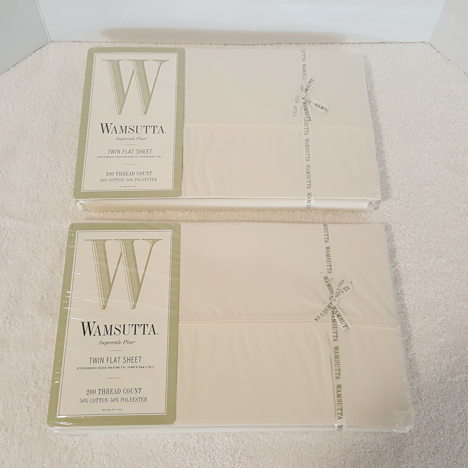 Lot Of 2 Wamsutta Supercale Plus Twin Flat Sheet Ivory Finished Size 66 x 96 IN.