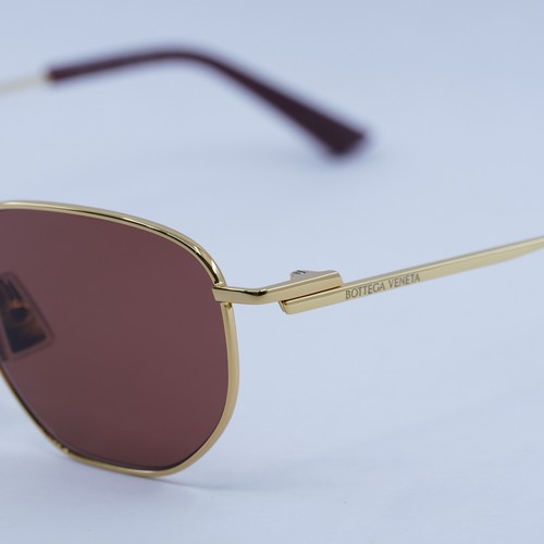 Pre-owned Bottega Veneta Bv1301s 003 Gold/brown 50-19-145 Sunglasses
