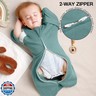 MEXXI Swaddle Baby Sleep Sack With Arms Up, 2 Pack Baby Transitional Swaddle with Double Zipper,100% Organic Cotton Swaddles for Newborns 0.5 TOG (Brown+Sage Green, 3-6 Months)