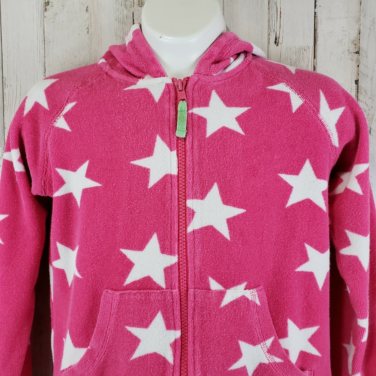Mini Boden Girls Hoodie 9-10Y Pink Full Zip Terry Stars Toweling Sweatshirt TG4