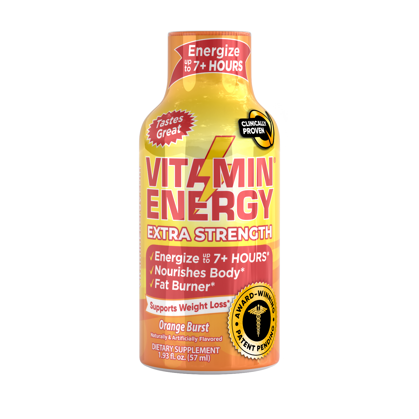 (12 Pack) Vitamin Energy® Extra Strength Orange Energy Shots, Clinically Proven