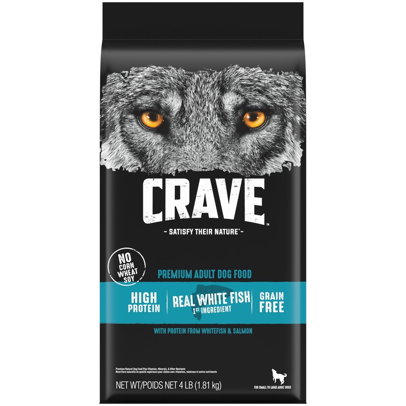 Grain Free Adult Dry Dog Food with Protein from White Fish & Salmon, 4 Lb. Bag