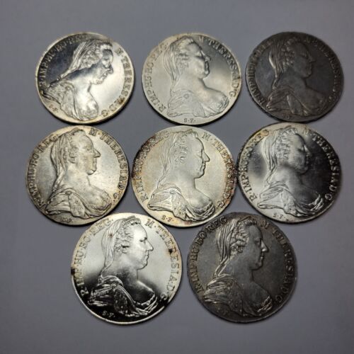 1780 Maria Theresa Thaler Silver Restrike 8x LOT Varying Condition Nice (B739)