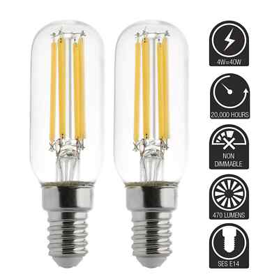 LED Cooker Hood Lamps 4W Extractor Fan Bulbs Cool White Light E14 SES Pack of 2