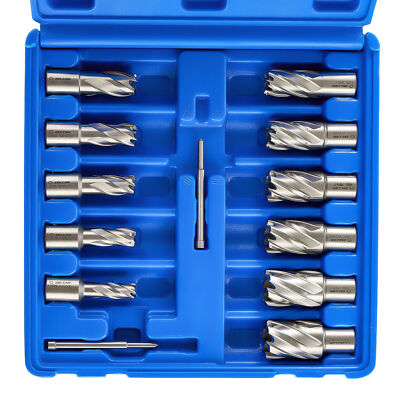 HSS Annular Cutter Set Weldon Shank Mag Drill Bits with 2 Pilot Pins 1''/2'' Depth