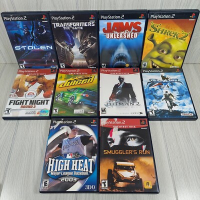Bulk lot 10 PS2 games UNTESTED AS IS Soul Calibur 3 Hitman 2 Jaws Unleashed