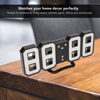 3D LED Digital Desktop Clock Dimmable Snooze Time Memory 12 24 Date Temperat NEW