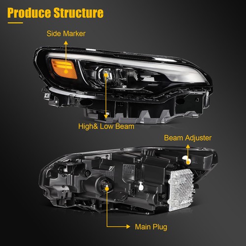 For 2019-2023 JEEP CHEROKEE Black Housing LED DRL Headlights Assembly Left+Right