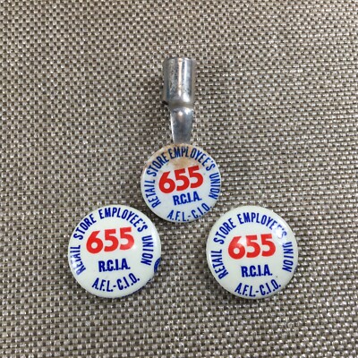Vintage Bastian Bros Retail Store Employees Union Button Pins & Pencil Top [MK33