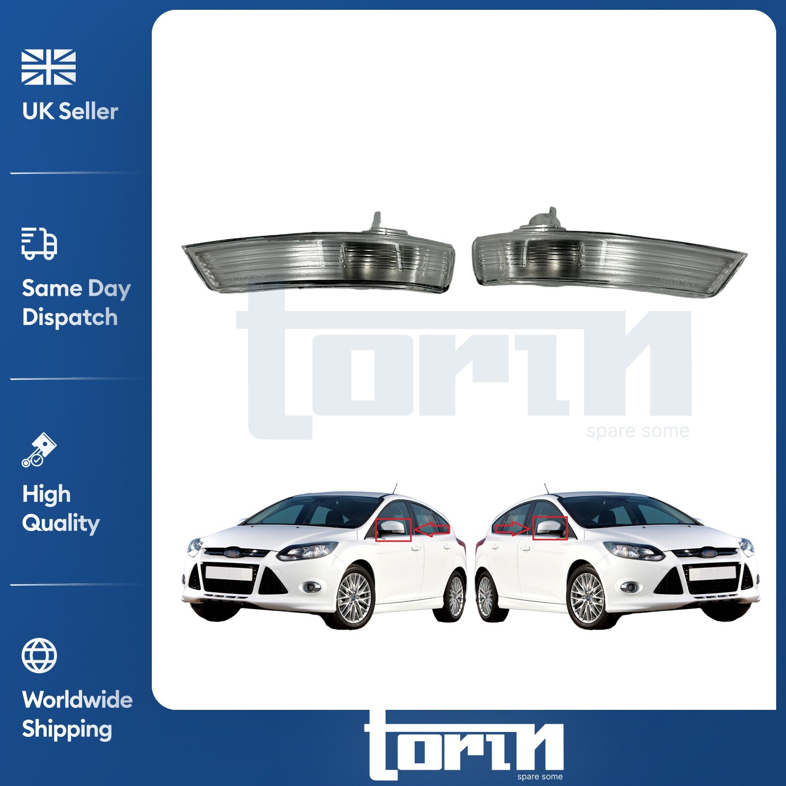 2X Door Wing Mirror Indicator Lens Clear Left & Right Fits Ford Focus Mondeo