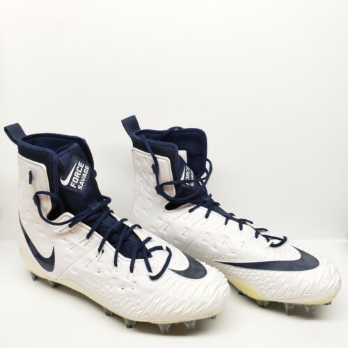 Nike Force Savage Elite TD Linemen White Blue Football Cleats Size 18 918345-140