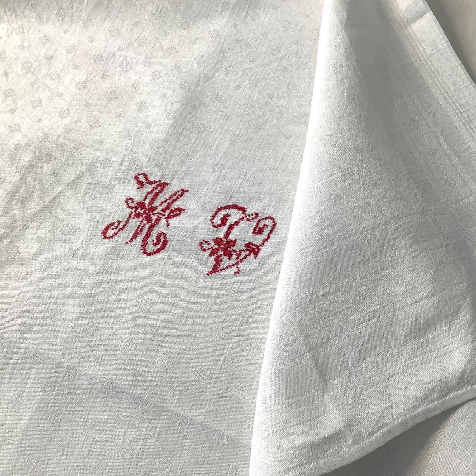 Set of 5 Antique French Cotton Linen NapkinsTowel Monogram