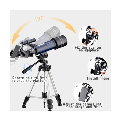 Telescopes,70mm HD Aperture 400mm AZ Mount Telescopes for Astronomy Beginners...