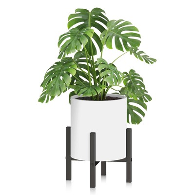 HTZON 10 inch Plant Pots with Heavy Duty StandWhite Pots for PlantsDurable Pl...