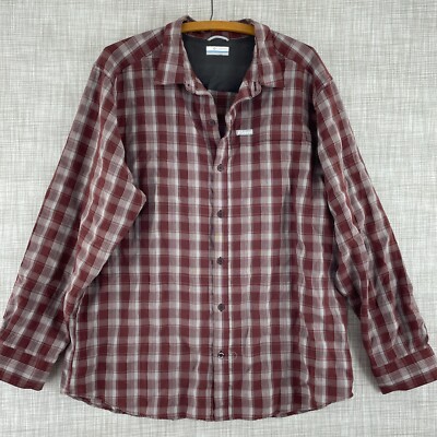 Columbia Shirt Long Sleeve Button Down Mens XL red plaid 1038