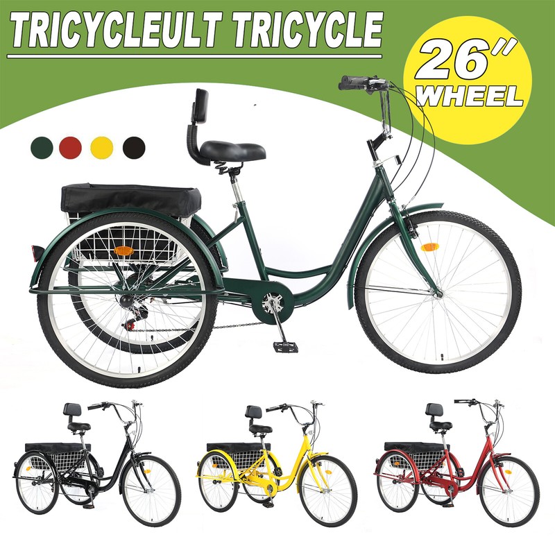 Adult Tricycle 26" 7 Speed 3 Wheel Trike Bicycle Bike Cruise