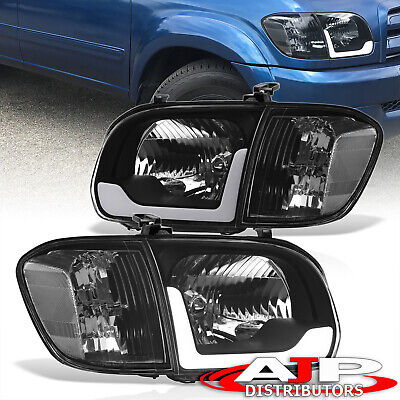 Black Clear OE Style LED DRL Headlight Lamps For 2005-2007 Toyota Tundra Sequoia