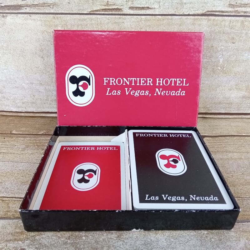Vintage Frontier Hotel Las Vegas Playing Cards 1 Full Deck (Black) w Box Vegas