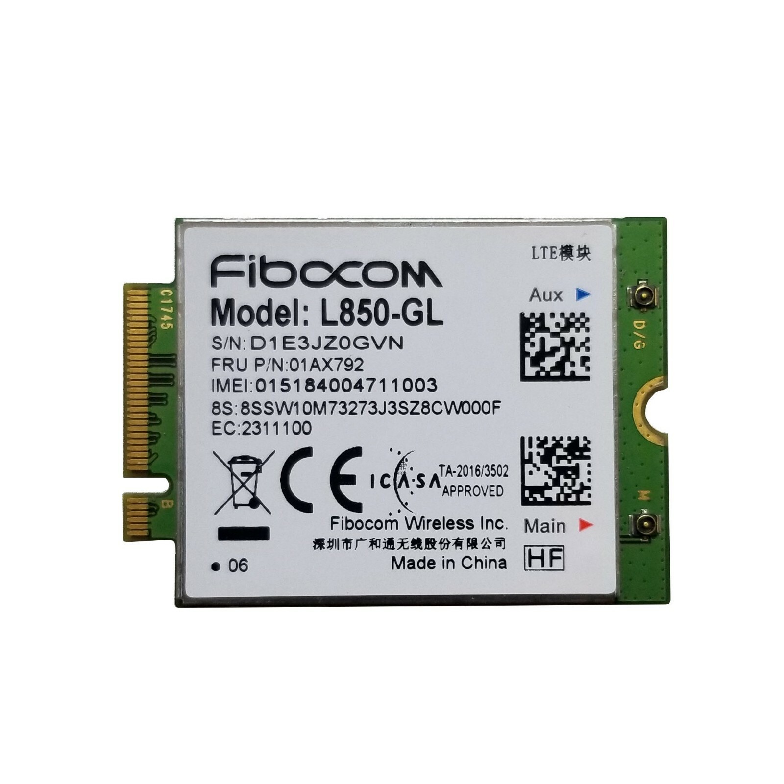 WWAN L850-GL 4G LTE Card 01AX792 For Thinkpad T480 T490 T495 WWAN L850-GL 4G LTE Card 01AX792 For Thinkpad T480 T490 T495