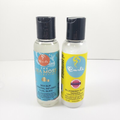 Curls Blueberry Bliss Conditioner & Sea Slip Curl Slime, 2 Oz Each TRAVEL SIZE