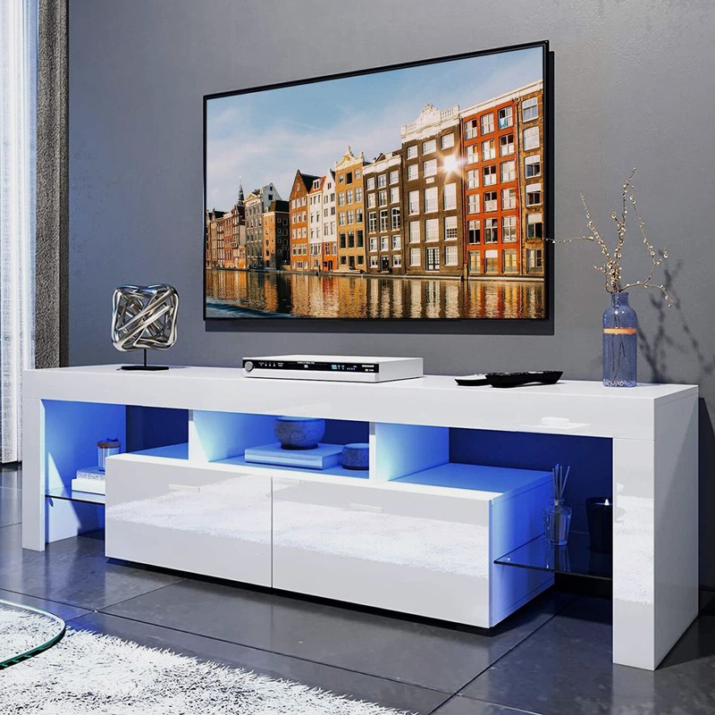 Entertainment Center Media Console Table With Led Light