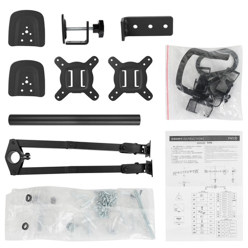 Double Dual Display Computer Monitor Arm Mount Desk Stand 13-27" Screen LED LCD