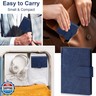 Blue Index Card Holder PU Leather 3x5 Note Card Holder Wallet Portable Pocket Notepad with Pen Holder Magnetic Index Card Case with Card Solt 20 Pcs Ruled Note Cards For Record Meetings (No Pen)